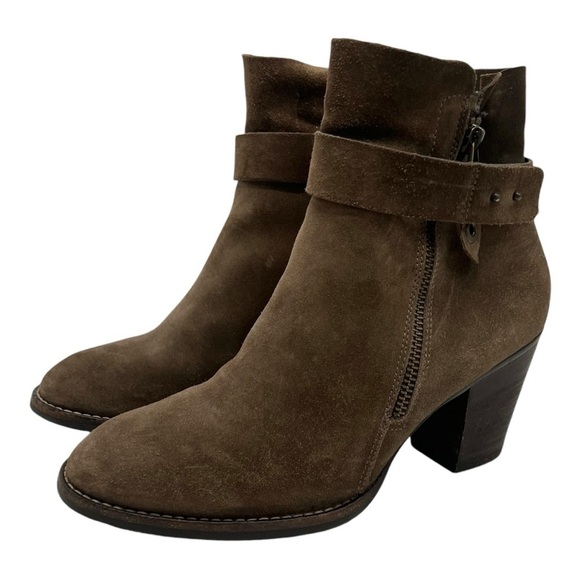 Paul Green Shoes - Paul Green Sheridan Brown Nubuck Suede Handcrafted Casual Heeled Boots Women 6.5